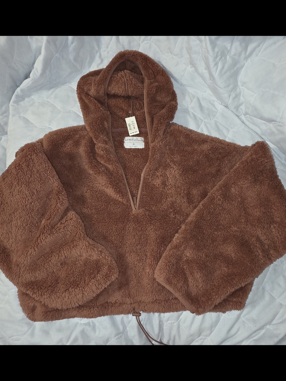 Aeropostale Rust Sherpa Hooded Pullover